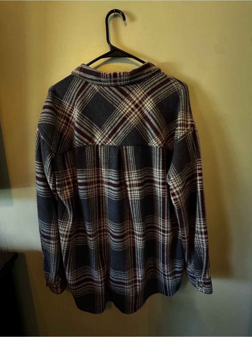 Maurices Plaid Knit Shirt Jacket in Navy and Burgundy - Picture 5 of 5